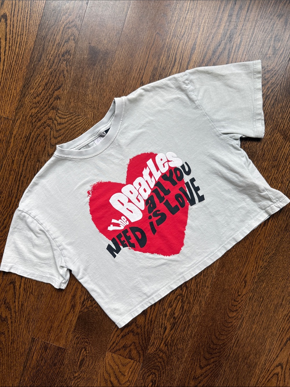 Zara The Beatles  Light Gray Cropped Girls Tee